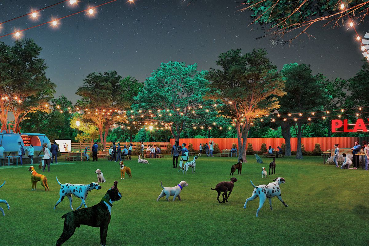 Photo Courtesy Alliance Theatre for Fetchpark. Image accompanied an Event listing for Dog Poetry Reading At Fetch Dog Park