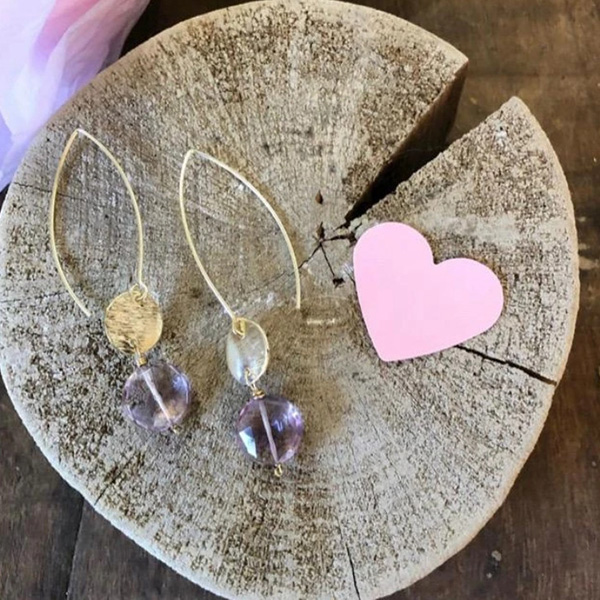 Caro's Rose Amethyst And 14kgf Earrings